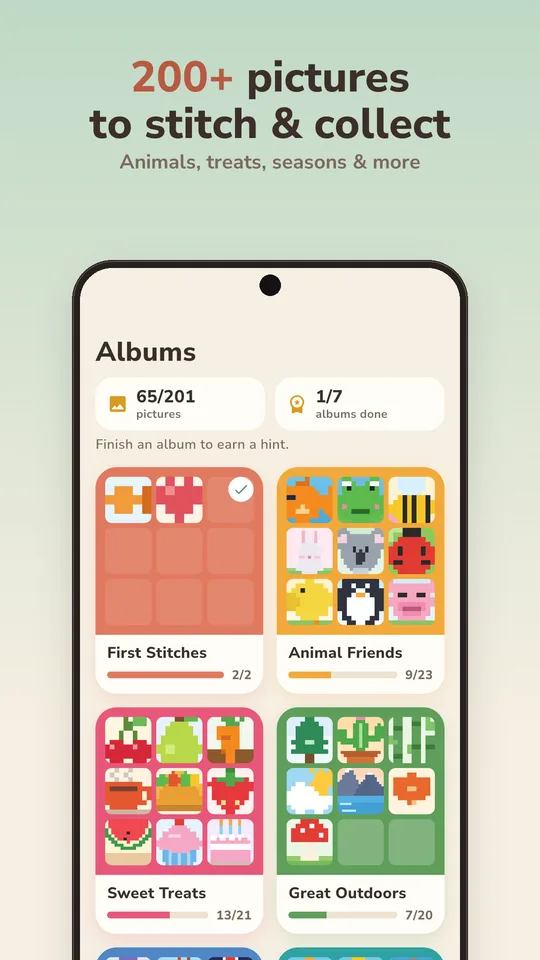 200+ pictures to stitch and collect in albums